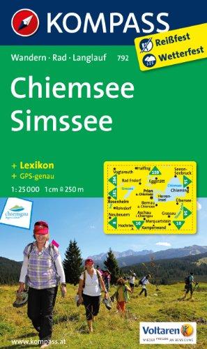 Chiemsee - Simssee: Wanderkarte mit Aktiv Guide, Radrouten und Loipen. GPS-genau. 1:25000