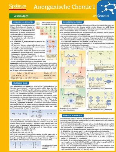 Lerntafel: Anorganische Chemie I im Überblick (Lerntafeln Chemie)