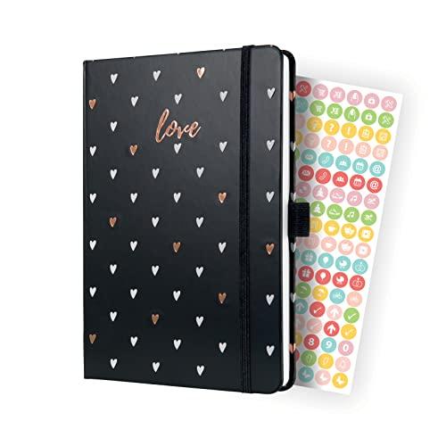 SIGEL J4335 Wochenkalender Jolie 2024, Dark Love, ca. A5, schwarz, Hardcover, Gummiband, Stiftschlaufe, Einstecktasche, 174 Seiten, aus nachhaltigem Papier, Terminplaner