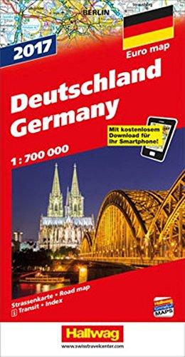 Deutschland 2017: Strassenkarte , 1:700 000, mit kostemlosen Download für Smartphone, mit e-Distoguide via QR Code (Hallwag Strassenkarten)