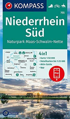 KOMPASS Wanderkarte Niederrhein Süd, Naturpark Maas-Schwalm-Nette: 4in1 Wanderkarte 1:50000 mit Aktiv Guide und Detailkarten inklusive Karte zur ... in der KOMPASS-App. Fahrradfahren. Reiten.