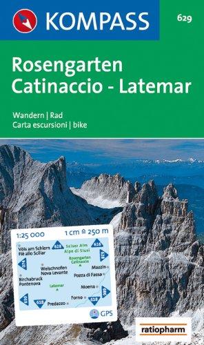 Rosengarten, Catinaccio, Latemar: Wandern / Rad. Carta escursioni / bike. GPS-genau. 1:25.000