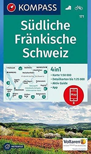 KV WK 171 Südliche Fränkische Schweiz: 4in1 Wanderkarte 1:50000 mit Aktiv Guide und Detailkarten inklusive Karte zur offline Verwendung in der KOMPASS-App. Fahrradfahren. (KOMPASS-Wanderkarten)