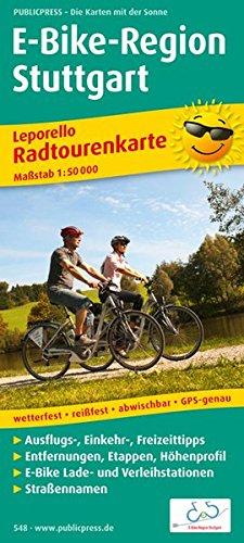 E-Bike-Region Stuttgart: Leporello Radtourenkarte mit Ausflugszielen, Einkehr- & Freizeittipps, Straßennamen, E-Bike-Lade- und Verleihstationen, wetterfest, reißfest, abwischbar, GPS-genau. 1:50000