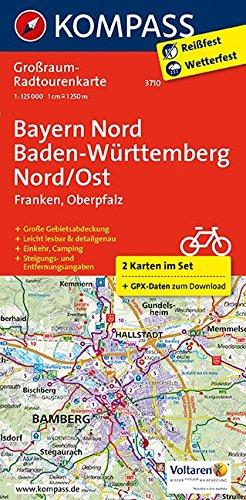 Bayern Nord, Baden-Württemberg Nord/Ost: Großraum-Radtourenkarte 1:125000, GPX-Daten zum Download (KOMPASS-Großraum-Radtourenkarte, Band 3710)