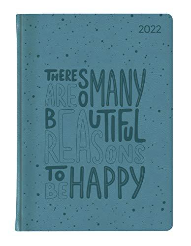 Ladytimer Grande Deluxe Turquoise 2022 - Taschen-Kalender A5 (15x21 cm) - Tucson Einband - Motivprägung Spruch - Weekly - 128 Seiten - Alpha Edition