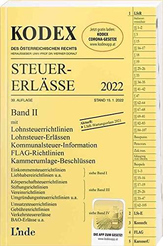 KODEX Steuer-Erlässe 2022, Band II (Kodex des Österreichischen Rechts)