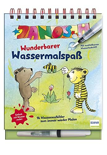 Janosch - Wunderbarer Wassermalspaß: Einfach mit Wasser malen - Janosch-Malbuch mit 16 Bildern, die sich beim Kontakt mit Wasser bunt färben + viele ... mit nachfüllbarem Wassermalstift, ab 3 Jahren