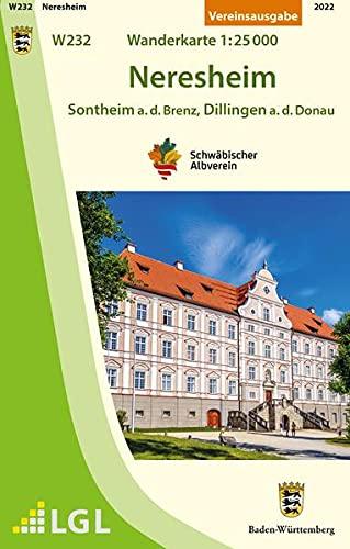 W232 Neresheim - Sontheim a.d.Brenz, Dillingen a.d.Donau: Wanderkarte 1:25.000: W232 Wanderkarte 1:25000, Vereinsausgabe (Wanderkarten 1:25 000)