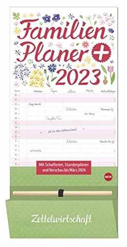 Familienplaner plus Tasche 2023 - Wandkalender inklusive Stift und Tasche zur Aufbewahrung, Schulferien, 2 Stundenplänen, 3-Monats-Ausblick Januar-März 2024 - 21 x 45 cm