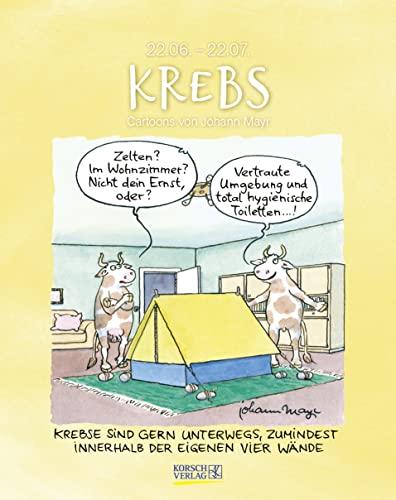 Krebs 2023: Sternzeichenkalender-Cartoonkalender als Wandkalender im Format 19 x 24 cm.