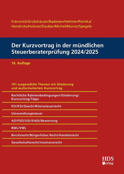 Der Kurzvortrag in der mündlichen Steuerberaterprüfung 2024/2025