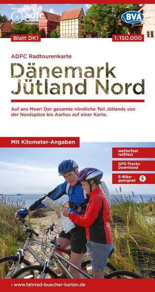 ADFC-Radtourenkarte DK1 Dänemark/Jütland Nord 1:150.000, reiß- und wetterfest, E-Bike geeignet, GPS-Tracks Download, mit Bett+Bike Symbolen, mit ... einer Karte. (ADFC-Radtourenkarte 1:150.000)