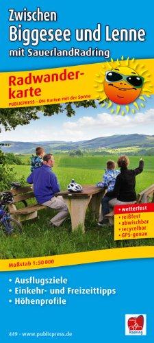 Radwanderkarte Zwischen Biggesee und Lenne mit SauerlandRadring: mit Ausflugszielen, Einkehr- & Freizeittipps, wetterfest, reissfest, abwischbar, GPS-genau. 1:50000