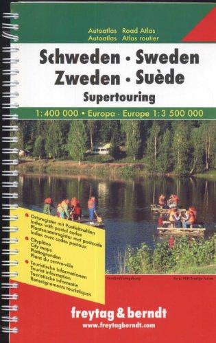 Schweden 1 : 400 000. Autoatlas: Touristische Informationen. Ortsregister mit Postleitzahlen. Citypläne