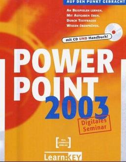 PowerPoint 2003, 1 CD-ROM und Buch Digitales Seminar. An Beispielen lernen. Mit AUfgaben üben. Durch testfragen Wissen überprüfen. Für Windows 98/2000/XP. Auf CD: 162 Videobeispiele, 51 Aufgaben und 126 Multiple Choice Fragen