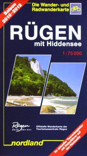 Nordland Karten, Rügen mit Hiddensee: Wander- und Radwanderkarte. Rückseite mit Reiseführer. Aktuelle Wanderwege