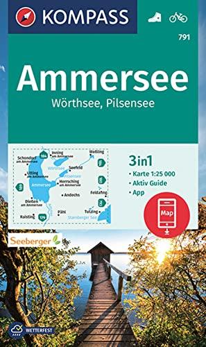 KOMPASS Wanderkarte 791 Ammersee, Wörthsee, Pilsensee 1:25000: 3in1 Wanderkarte mit Aktiv Guide inklusive Karte zur offline Verwendung in der ... (KOMPASS-Wanderkarten, Band 791)