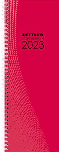 Vormerkbuch rot 2023 - Bürokalender 10,5x29,7 cm - 1 Woche auf 1 Seite - mit Ringbindung - robuster Kartoneinband - Tischkalender - 718-0011