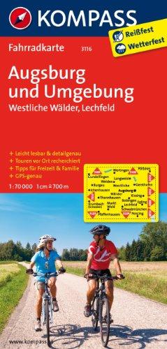 Augsburg und Umgebung - Westliche Wälder - Lechfeld: Fahrradkarte. GPS-genau. 1:70000