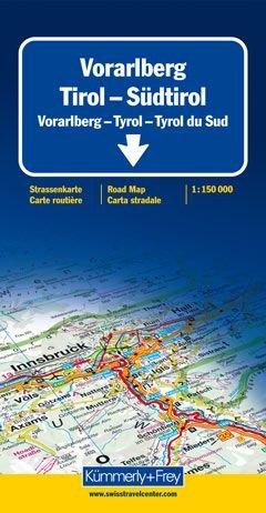 Kümmerly & Frey Karten, Vorarlberg, Tirol, Südtirol: Distanzenkarte, Sehenswürdigkeiten (Regional Maps - Austria)