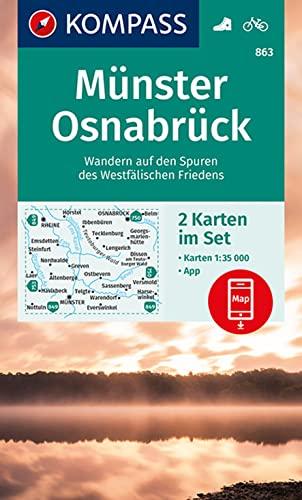 KOMPASS Wanderkarte 863 Münster, Osnabrück: 2 Wanderkarten 1:35000 im Set inklusive Karte zur offline Verwendung in der KOMPASS-App. Fahrradfahren. (KOMPASS-Wanderkarten, Band 863)