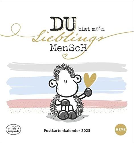 sheepworld Postkartenkalender 2023 - Kalender mit perforierten Postkarten - zum Aufstellen und Aufhängen - mit Monatskalendarium - 16 x 17 cm