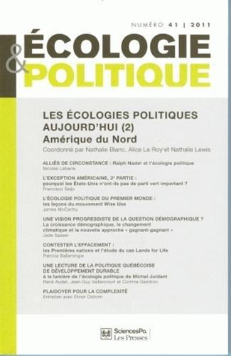 Ecologie et politique, n° 41. Les écologies politiques aujourd'hui (2) : Amérique du Nord