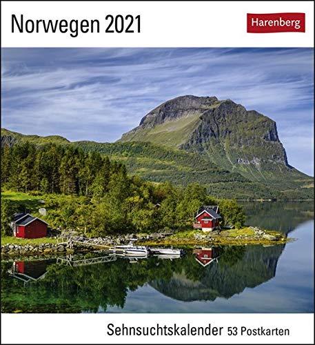 Norwegen Sehnsuchtskalender 2021 - Postkartenkalender mit Wochenkalendarium - 53 perforierte Postkarten zum Heraustrennen - zum Aufstellen oder Aufhängen - Format 16 x 17,5 cm