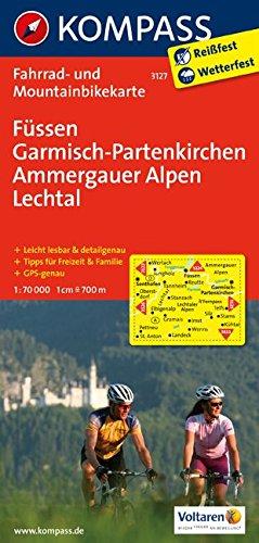 Füssen - Garmisch-Partenkirchen - Ammergauer Alpen - Lechtal: Fahrrad- und Mountainbikekarte. GPS-genau. 1:70000 (KOMPASS-Fahrradkarten Deutschland, Band 3127)