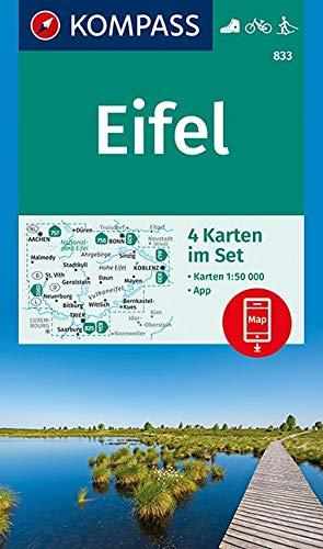 Eifel: 4 Wanderkarten 1:50000 im Set inklusive Karte zur offline Verwendung in der KOMPASS-App. Fahrradfahren. Langlaufen. (KOMPASS-Wanderkarten, Band 833)