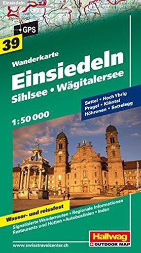 Wanderkarte Einsiedeln, Sihlsee 1:50 000, Blatt 39, wasser- und reißfest (Hallwag Wanderkarten)