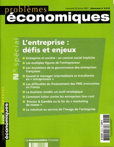 L'Entreprise : Défis et Enjeux (Problèmes économiquesN.2918)