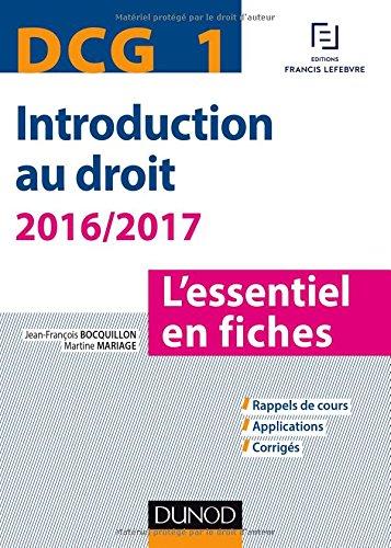 Introduction au droit, DCG 1 : l'essentiel en fiches : 2016-2017