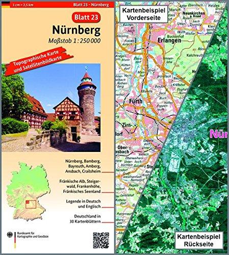 Nürnberg: Umgebungskarte mit Satellitenbild 1:250.000 (TK250 / Topographische und Satellitenbildkarte)