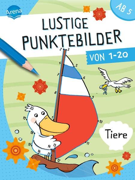 Lustige Punktebilder von 1-20. Tiere: Von Punkt-zu-Punkt-Rästelblock für Kinder ab 5 Jahren