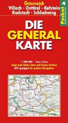 Die Generalkarte Pocket Österreich 4, Villach, Osttirol, Kufstein, Radstadt      1:200 000