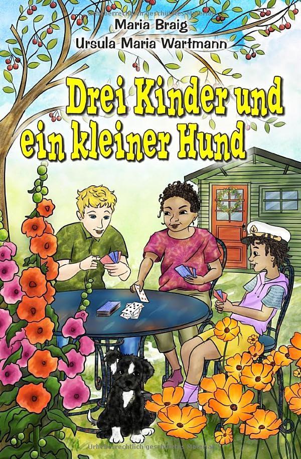 Drei Kinder und ein kleiner Hund