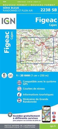 Figeac.Cajarc 1:25 000: Compatible avec le systéme GPS / Courbes de neveau / Informations touristiques / Itinéraires de Grande Randonnée