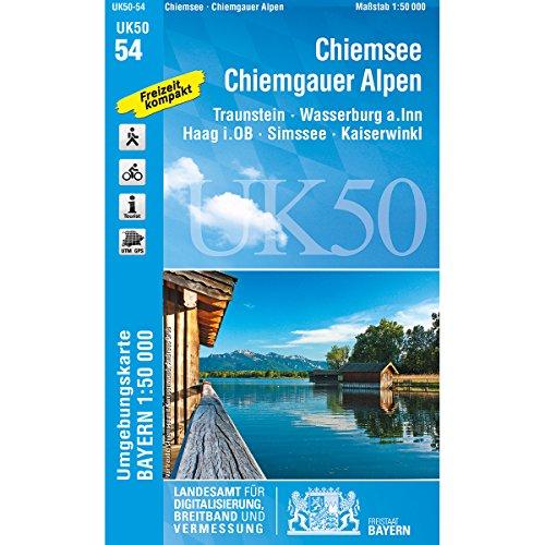 UK50-54 Chiemsee, Chiemgauer Alpen: Traunstein, Wasserburg a.Inn, Haag i.OB, Simsee, Kaiserwinkl (UK50 Umgebungskarte 1:50000 Bayern Topographische Karte Freizeitkarte Wanderkarte)