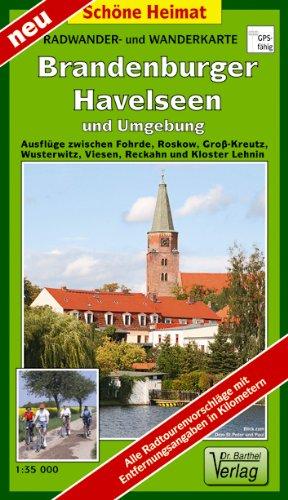 Radwander- und Wanderkarte Brandenburger Havelseen und Umgebung: Ausflüge zwischen Fohrde, Roskow, Groß-Kreutz, Wusterwitz, Viesen, Reckahn und Kloster Lehnin. 1:35000