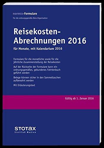 Reisekosten-Abrechnungen 2016 mit Kalendarium