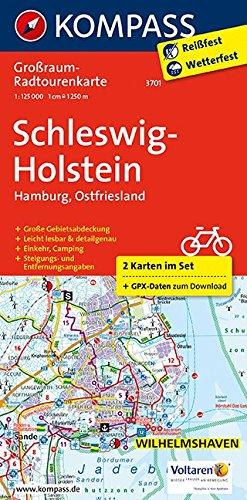 Schleswig-Holstein, Hamburg, Ostfriesland: Großraum-Radtourenkarte 1:125000, GPX-Daten zum Download (KOMPASS-Großraum-Radtourenkarte, Band 3701)