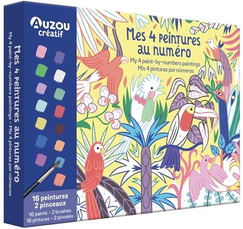 Mes 4 peintures au numéro : 16 peintures, 2 pinceaux. My 4 paint-by-numbers paintings : 16 paints, 2 brushes. Mis 4 pinturas por numeros : 16 pintures, 2 pinceles