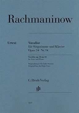 Vocalise op. 34 Nr. 14 für Singstimme und Klavier, Originaltonart für hohe Stimme