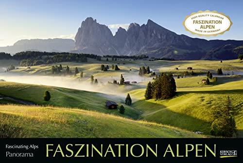 Faszination Alpen 2023: Großer Foto-Wandkalender mit Bildern von Gipfeln der Alpen. Edler schwarzer Hintergrund. PhotoArt Panorama Querformat: 58x39 cm.