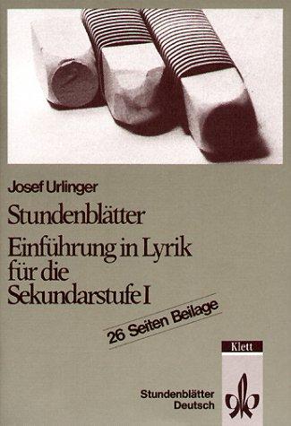 Stundenblätter Deutsch. Einführung in Lyrik für die Sekundarstufe I