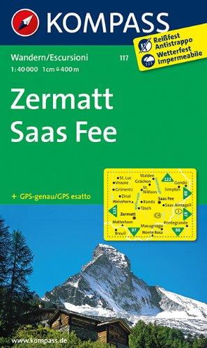 Zermatt - Saas Fee: Wanderkarte GPS-genau. 1:40000