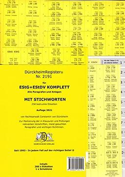 DürckheimRegister® EStG+EStDV KOMPLETT alle §§ mit STICHWORTEN: 258 Registeretiketten (sog. Griffregister) für deine Gesetze zur Markierung von ... • In jedem Fall auf der richtigen Seite!