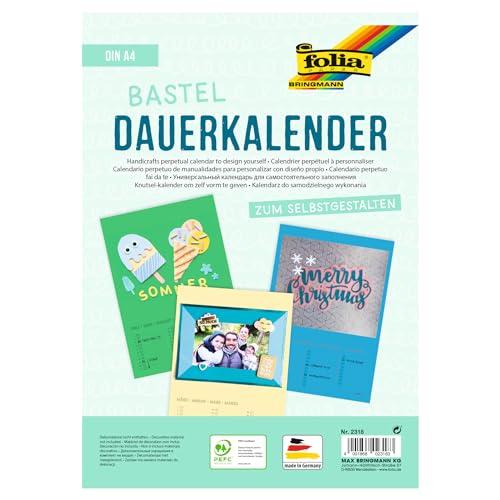 folia 2318 - Dauerkalender mit Spiralbindung, Bastelkalender, DIN A4, farbig sortiert - zum Selbstgestalten